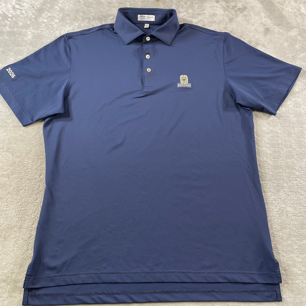 Peter Millar Summer Comfort Polo Shirt Men Medium Blue Bootlegger Golf Preppy